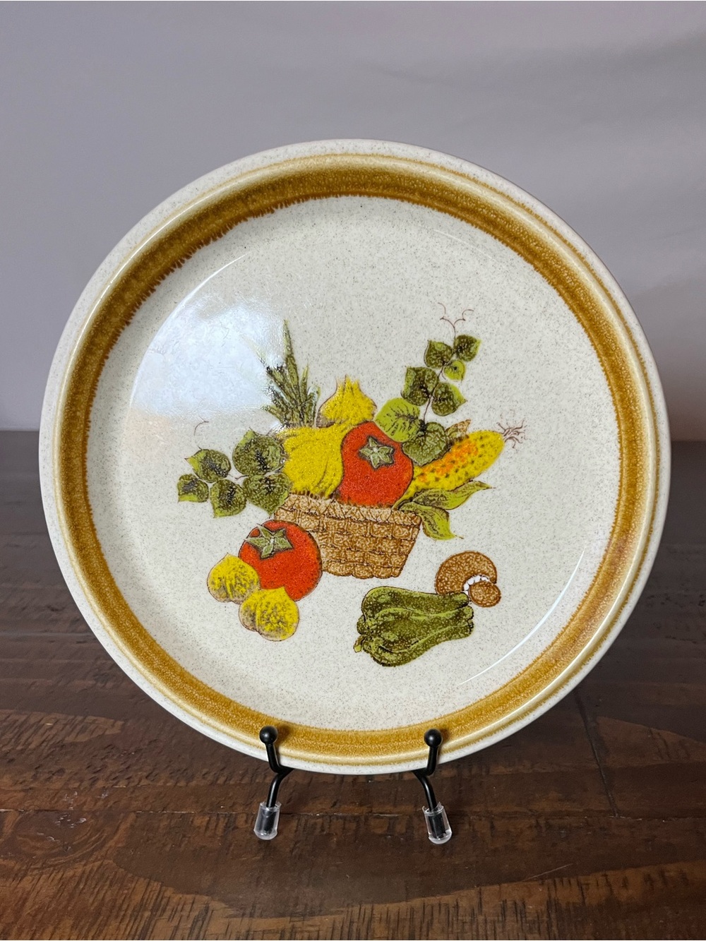 Set of 2 Mikasa Stone Manor Market Basket Appetizer Plates with Mustard Rim